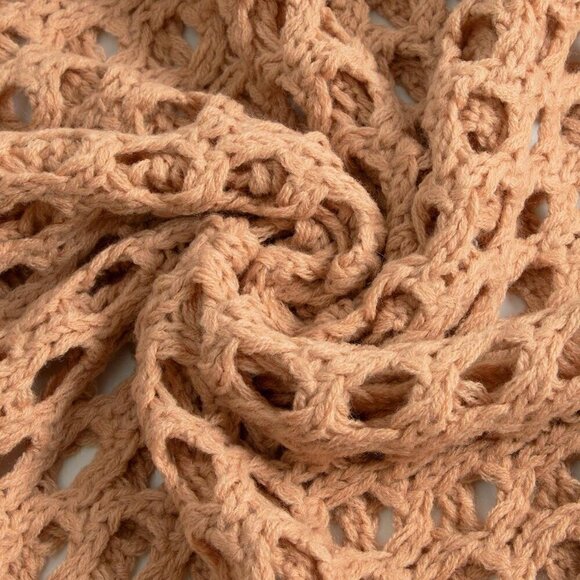 Coral Orange Women's Sexy & Elegant Beach Style Knitted Hollow Fringe Dress - Picture 5 of 5